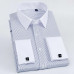 Luxury Men's Dress Shirts Long Sleeve French Cuff  Business Casual Striped Shirt