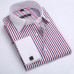 Mens Long Sleeves Shirts French Cuff Slim Striped Dress Formal Cufflinks Shirts