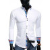 Mens Italian Design Shirt Casual Formal Classic Collar Slim Fit White Blue Pink