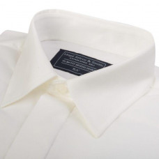 IVORY SLIM FIT SHIRT WEDDING REGULAR COLLAR FORMAL SMART DOUBLE CUFF MENS NEW