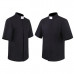 Men's Clergy Shirts Priest Cospaly Costume Short Sleeves T-Shirt for Halloween