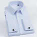 Luxury Men's Dress Shirts Long Sleeve French Cuff  Business Casual Striped Shirt