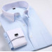 Mens Long Sleeves Shirts Dress Slim Fit French Cuff Formal With Cufflinks Shirts