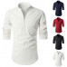 Mens Long Sleeve T-Shirts Casual Slim Fit Stand Collar Shirts Zip Up Blouse Tops