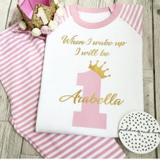 first birthday personalised Girls Pyjamas When I Wake Up I Will Be One 1st PJ’s