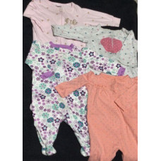 Baby Girls 3-6 Month Sleepers/ Pajamas Zip Up Closed Toe Sleepwear Lot Of 4