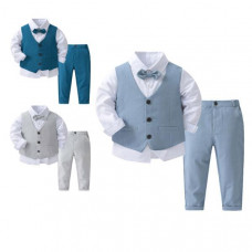 Baby Boys 4 Piece Outfit Gentleman Tuxedo Suit Formal Occasions Party Suits Set