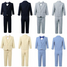 5 Piece Boy's Tuxedos Formal Suits Set Kids Suit Blazer+Vest+Pants+Shirt+Bow Tie