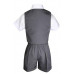 Boys Infant Toddler Formal Eton Dark Gray Vest Set Shorts Suit S M L XL 2T 3T 4T