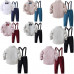 Toddler Boys Gentleman Suit Evenings Formal Outfit Long Sleeve Shirt With Bow