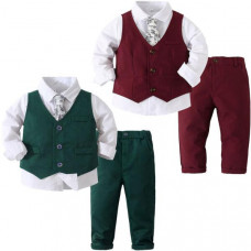 Baby Boys Gentleman Set Formal Suit Tuxedo Tie Shirt Vest Pants Wedding Outfits