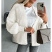 Womens Chunky Knitted Oversized Cardigan Ladies Balloon Sleeve Short Cardigans