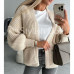 Womens Chunky Knitted Oversized Cardigan Ladies Balloon Sleeve Short Cardigans