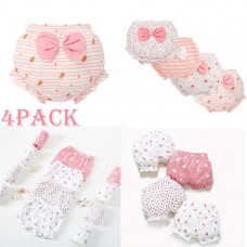 Baby Infant Cotton Ruffled Bowknot Bloomers Briefs Shorts Underwear 4Pcs Sets